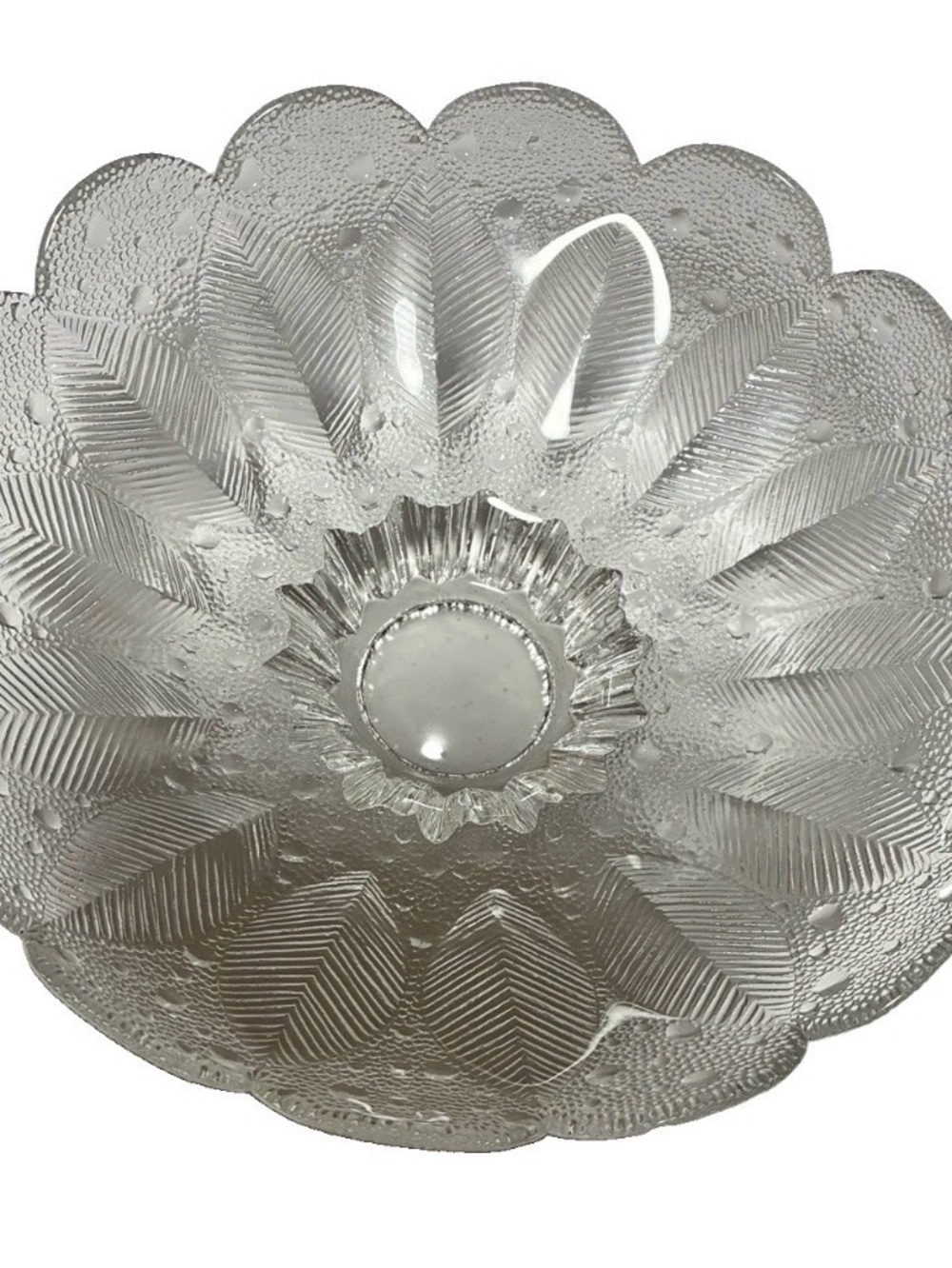 Lausitzer Glas Lead Crystal Bowl Medea Dew Drop Leaf Design 10 inch German